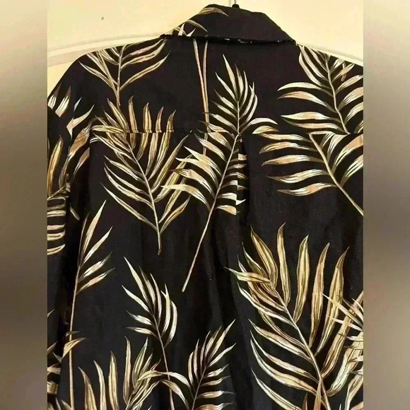 JOIE Linen Blend Button Down long sleeve black Shirt Medium tropical like New - Picture 8 of 8